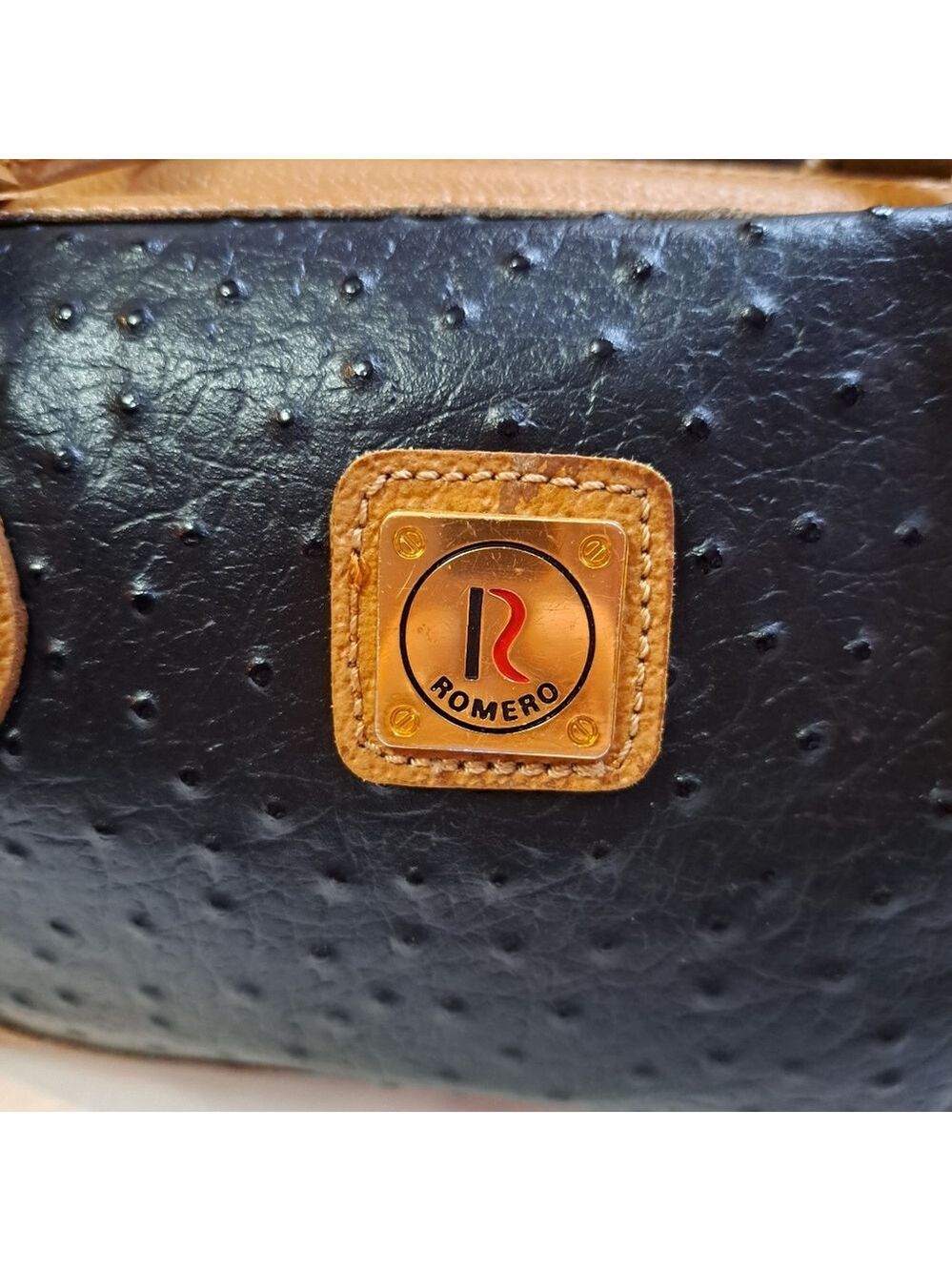 Vintage Romero Ostrich and Leather Handbag. Shoulder. Trending. - Picture 5 of 10